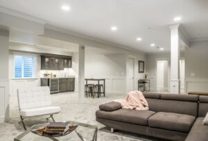 801 prospect Park Ridge New Construction home interior basement finished with furniture